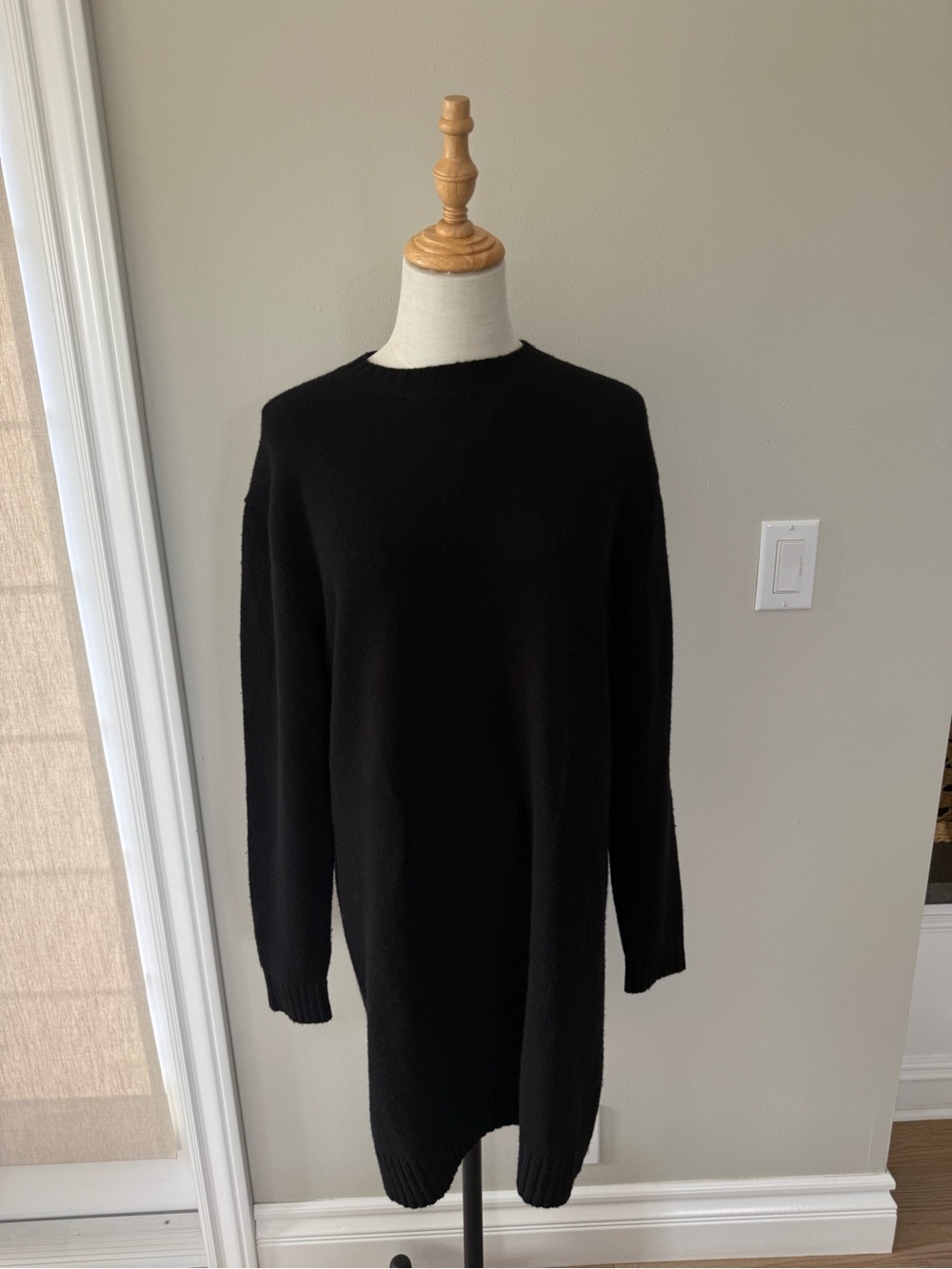Theory Black Crewneck Knit Sweater Dress